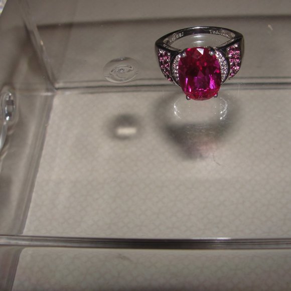 2.62CT Oval Lab Bixbite, .43CTW Rhodolite Ring 8 - Picture 8 of 8